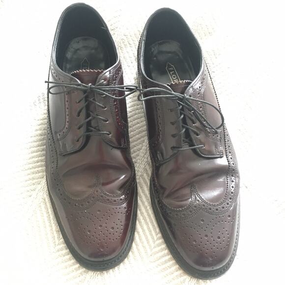 Florsheim Leather Dress Shoes Stratford Wing Tip Deep Burgundy Mens Sz 9C 76400
